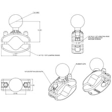 Load image into Gallery viewer, RAM Mount 1-1/4" - 1-7/8" Rail Clamp Base w/1.5" Ball [RAM-271U-12]
