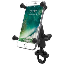 Load image into Gallery viewer, RAM Mount Handlebar Rail Mount w/Zinc Coated U-Bolt Base  Universal X-Grip Large Phone/Phablet Cradle [RAM-B-149Z-UN10U]
