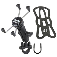 Load image into Gallery viewer, RAM Mount Handlebar Rail Mount w/Zinc Coated U-Bolt Base  Universal X-Grip Large Phone/Phablet Cradle [RAM-B-149Z-UN10U]
