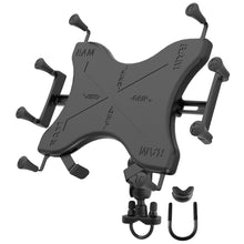 Load image into Gallery viewer, RAM Mount Handlebar Rail Mount w/Zinc Coated U-Bolt Base  Universal X-Grip Cradle for 10" Large Tablets [RAM-B-149Z-UN9U]
