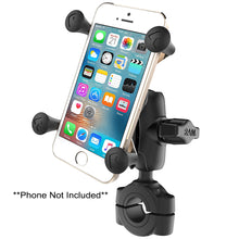Load image into Gallery viewer, RAM Mount RAM Torque 3/4" - 1" Diameter Handlebar/Rail Base with 1" Ball, Short Arm and X-Grip for Phones [RAM-B-408-75-1-A-UN7U]
