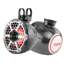 Load image into Gallery viewer, DS18 HYDRO 6.5" Compact Wakeboard Pod Tower Speaker w/RGB LED Lights - 375W - Black Carbon Fiber [CF-PS6]
