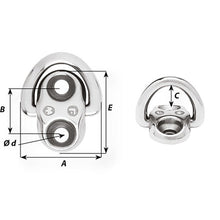 Load image into Gallery viewer, Wichard Folding Pad Eye - 6mm Diameter (15/64") - 2 Fixed Holes [6684]
