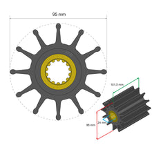 Load image into Gallery viewer, Albin Group Premium Impeller Kit 95 x 24 x 101.5mm - 12 Blade - Spline Insert [06-02-033]
