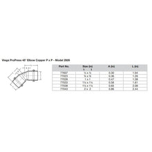 Load image into Gallery viewer, Viega ProPress 1-1/2" - 45 Copper Elbow - Double Press Connection - Smart Connect Technology [77038]
