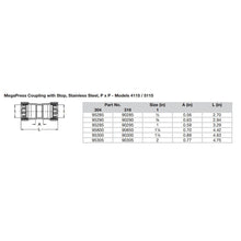 Load image into Gallery viewer, Viega MegaPress 2" Stainless Steel 304 Coupling w/Stop - Double Press Connection - Smart Connect Technology [95305]

