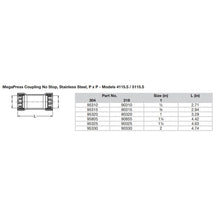 Load image into Gallery viewer, Viega MegaPress 1" Stainless Steel 304 Coupling w/o Stop - Double Press Connection - Smart Connect Technology [95320]
