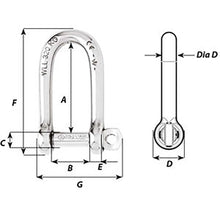 Load image into Gallery viewer, Wicahrd Self-Locking Long D Shackle - Diameter 5mm - 3/16" [01212]
