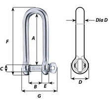 Load image into Gallery viewer, Wichard Captive Pin Long D Shackle - Diameter 4mm - 5/32" [01411]
