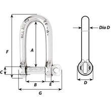 Load image into Gallery viewer, Wichard Self-Locking Long D Shackle - 10mm Diameter - 13/32" [01215]
