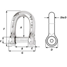 Load image into Gallery viewer, Wichard Self-Locking Allen Head Pin D Shackle - 6mm Diameter - 1/4" [01303]
