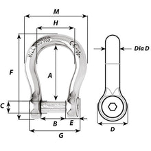 Load image into Gallery viewer, Wichard Self-Locking Allen Head Pin Bow Shackle - 8mm Diameter - 5/16" [01344]
