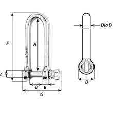 Load image into Gallery viewer, Wichard HR Long D Shackle - 10mm Diameter - 25/64" [11215]
